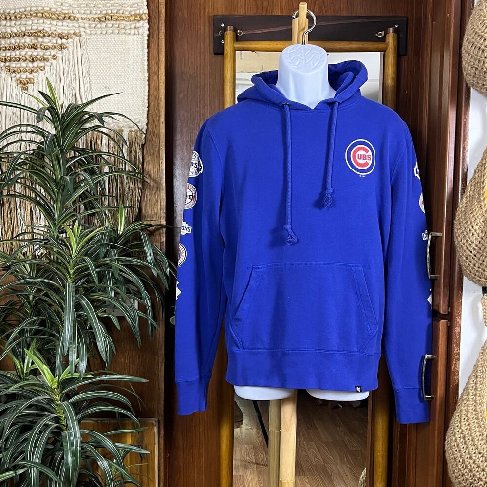 ’47 Chicago Cubs Hoodie M Royal Blue World Series Sleeve MLB Baseball Sweatshirt
